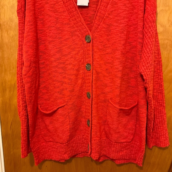 J. Jill Cotton Blend Button Front V-neck Cardigan Sweater Sangria Red Sz XL NWT - Picture 3 of 13